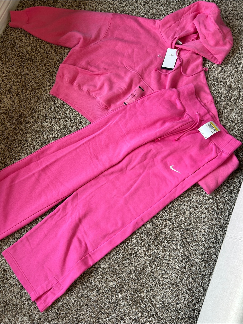 Nike Phoenix  Hot Pink Hoodie and Sweatpants Set with White Swoosh